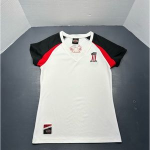 Harley Davidson Women's White, Black and Red T Shirt Sz L